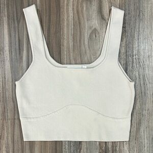 Glassons Cream Ribbed Square Neck Crop Tank